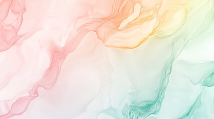 Abstract fluid art with delicate pastel gradients in pink, orange, yellow, and green colors