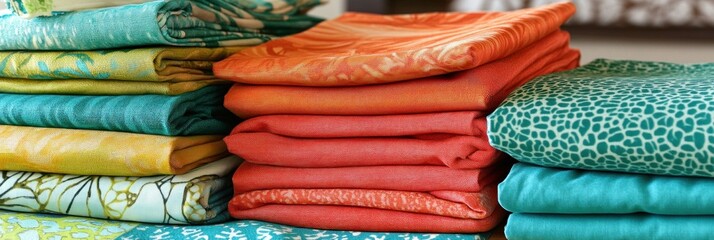 Vibrant Fabric Stacks: A Textile Textures Showcase