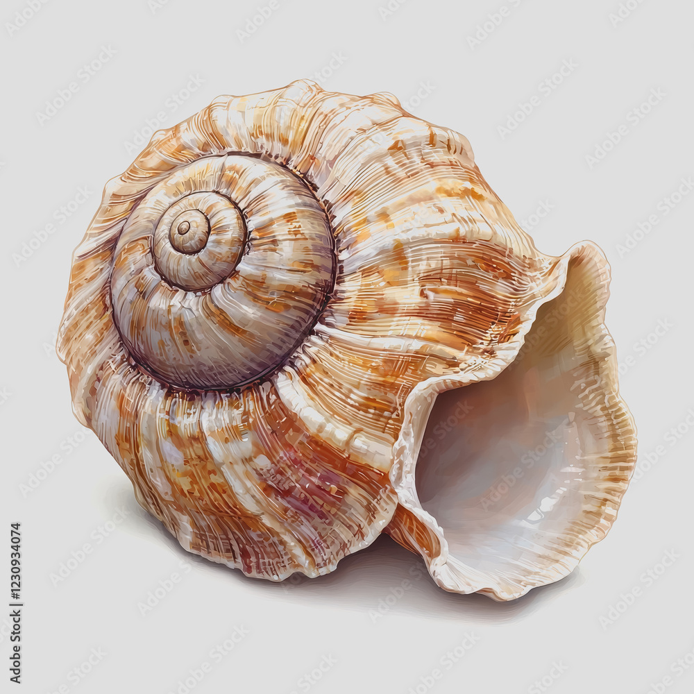 Poster a large shell nestled inside a bigger shell resting on a sandy surface with a blurred natural backgr
