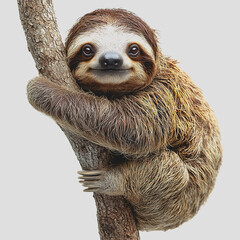 A colorful slotty hanging on a tree branch with green leaves in a natural setting under bright sunlight