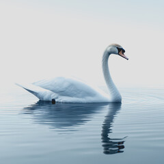 Obraz premium A white swan gracefully floating on calm water in a serene natural environment with reflections and a peaceful setting