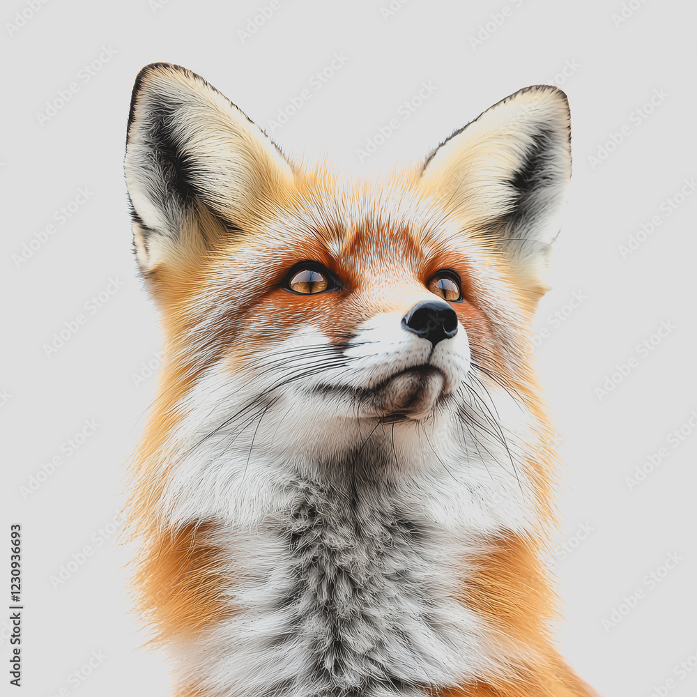 Poster close up view of a foxs face showcasing its fur eyes and nose with a natural background in a wildlif
