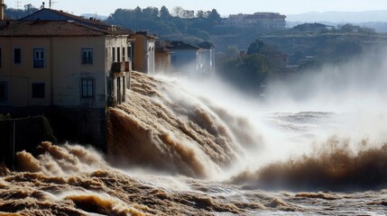 Devastating Flood Engulfs Riverfront Buildings