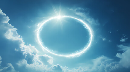 Low angle view of a luminous ethereal halo heavenly arch in the sky. luminous arch. illustration. Heavenly Arch. Illustration