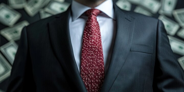 corporate corruption concept with anonymous executive and kickback hush money