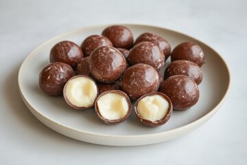 Creamy Chocolate Confections on a Simple Plate Arrangement