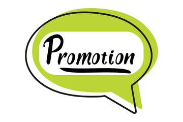 Creative promotion design featuring a vibrant speech bubble with bold text