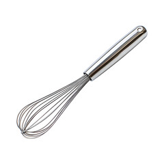 Sleek Stainless Steel Whisk with Metal Handle Isolated on Transparent Background