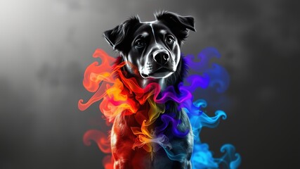 Obraz premium Spectral Canine, Smoky Silhouette, Dramatic Portrait