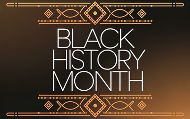 Black History Month Text in Modern Sans-Serif Font with African-Inspired Line Art