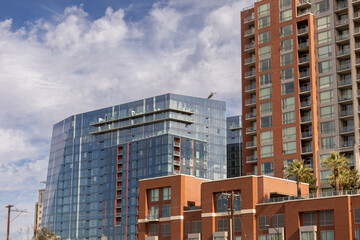 Day time view of the downtown skyline buildings of San Jose, California, USA.