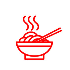 Minimalist Ramen Logo with White Design on Red Background