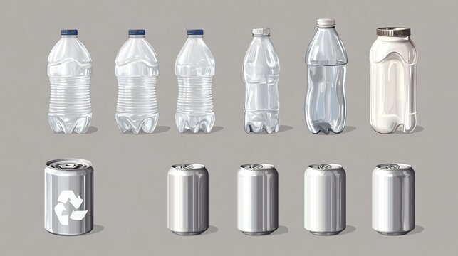 Eco-friendly Recycling Vector Illustration for Plastic Bottle and Cans Collection