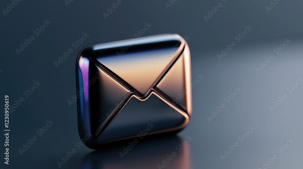Leinwandbilder An animated glowing envelope icon, symbolizing the arrival of a new email in the inbox