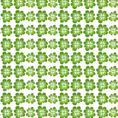 Fototapeta premium 25, 20:00 A seamless pattern of bright green shamrocks on a clean white background, simple and modern design, perfect for wallpapers or fabric