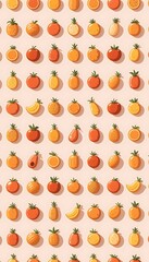 Colorful Pattern of Oranges Tomatoes and Pineapples