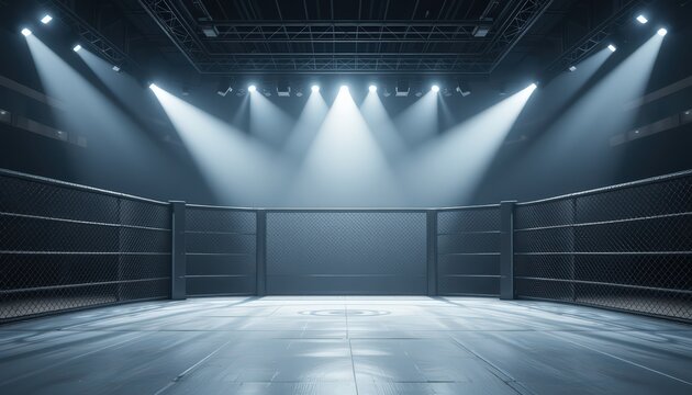 Empty Octagon Under the Spotlight: MMA Arena