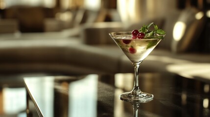 Elegant Cranberry Martini in Luxurious Setting