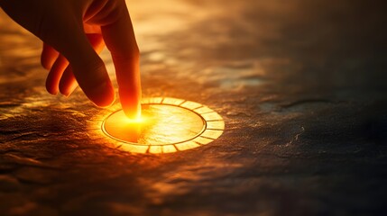 Fingertip activating glowing circular interface