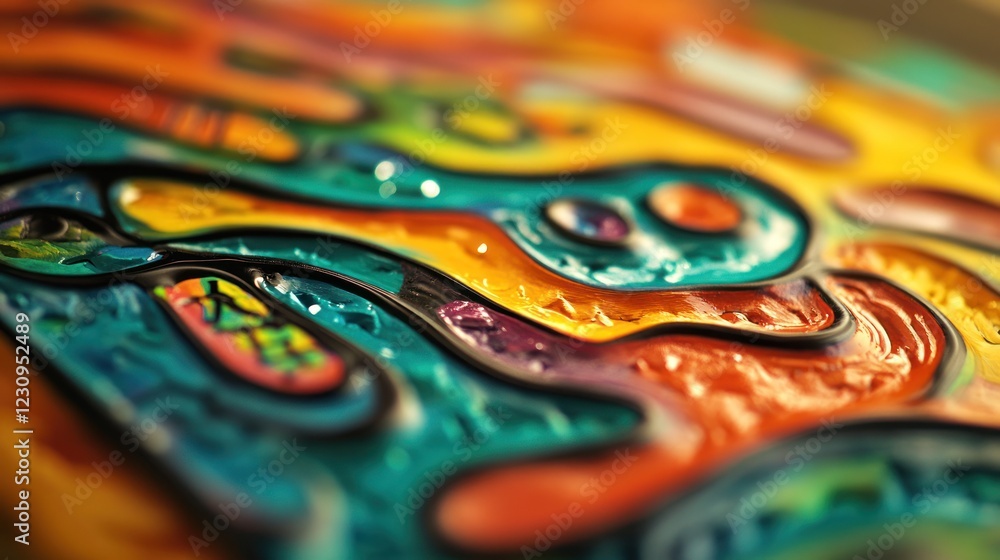 Poster abstract colorful design with flowing shapes.