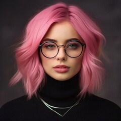 Junge Frau mit pinkem Haar