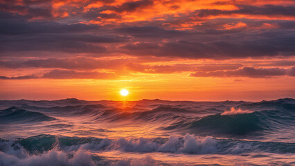 An exquisite sunrise illuminates the waters