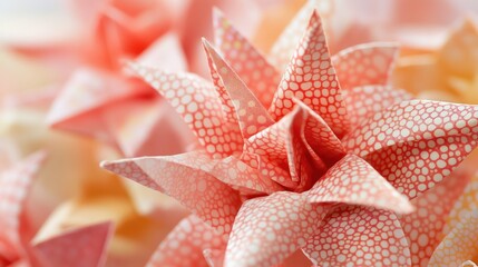 Fototapeta premium Colorful origami flowers in soft hues.