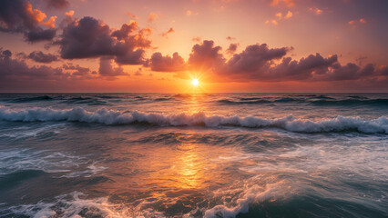 Obraz premium A stunning dawn breaks over the ocean