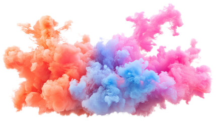 Fototapeta premium Colorful smoke cloud floating on transparent background