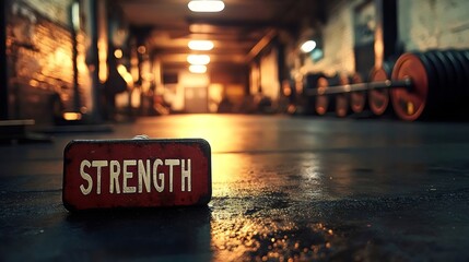 A red sign with the word strength written on it