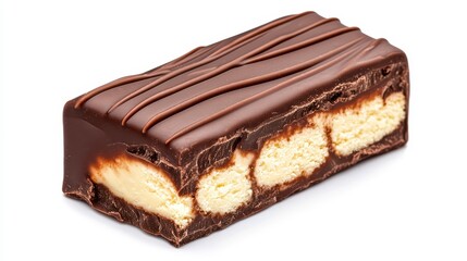 Chocolate Bar with Cream Filling and Striped Design on Surface