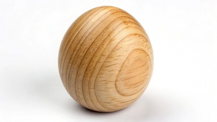 Single Wooden Egg on White Background 