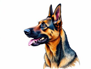 Vintage Dutch Shepherd Sketch Art -  Colorful Dog Portrait