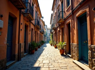 Old City Narrow Street -  Photorealistic Vivid Colors