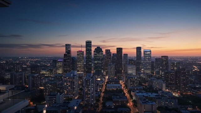 Houston Skyline at Twilight: A Breathtaking View from Above