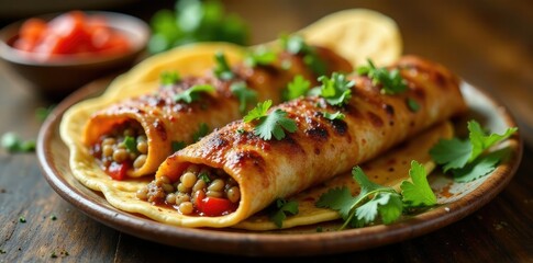 Colorful shawarma platter with garnishes and sauces, flatbread salad, dolmas, chicken