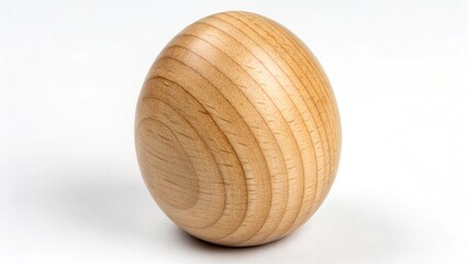 Single Wooden Egg on White Background 