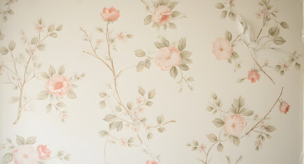 Vintage Floral Wallpaper Texture with Cracks