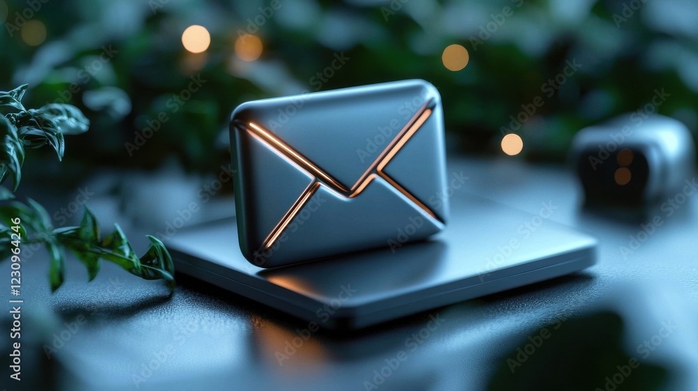 Aufkleber A glowing email icon with an animated arrow, symbolizing fast and secure email delivery