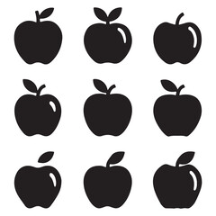 Black Apple Icon Vector on White Background