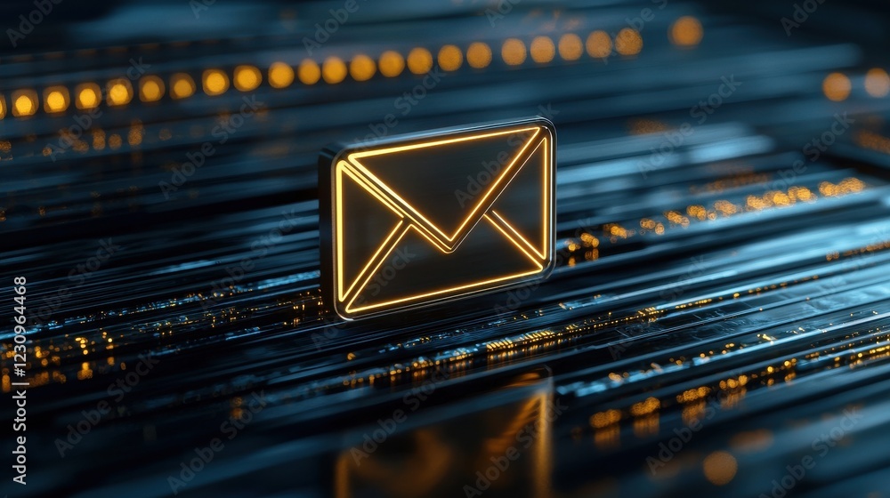 Aufkleber A glowing email icon with an animated arrow, symbolizing fast and secure email delivery