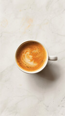 Aromatic Fresh Brewed Coffee in a White Cup on a Textured Surface