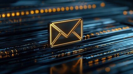 A glowing email icon with an animated arrow, symbolizing fast and secure email delivery
