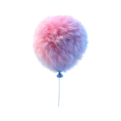 Fluffy 3D Cartoon Balloon with Glowing Highlights Isolated on Transparent Background