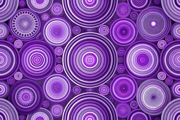 Psychedelic purple wallpaper features a vibrant geometric mandala of concentric circles.