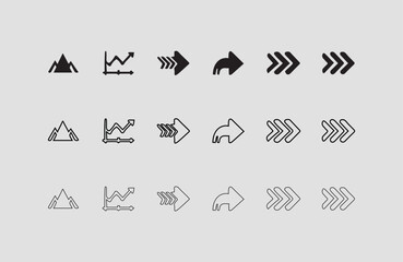 Set arrow icons. Different black arrows sign – stock vector arrow direction line vector set