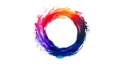 Colorful brushstroke creating a circular frame on transparent background