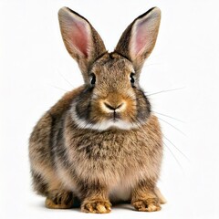 Fototapeta premium Bunny rabbit sitting in front of white background