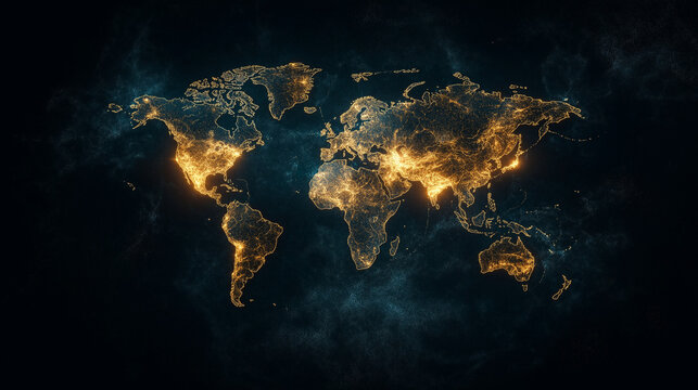 Global Illumination: A mesmerizing digital rendering of the Earth at night, showcasing the intricate network of city lights glowing against a backdrop of deep space.