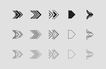 Set arrow icons. Different black arrows sign – stock vector arrow direction line vector set
